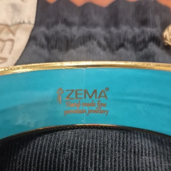 Blue Floral Enamel Bangle Bracelet - Picture 2 of 6